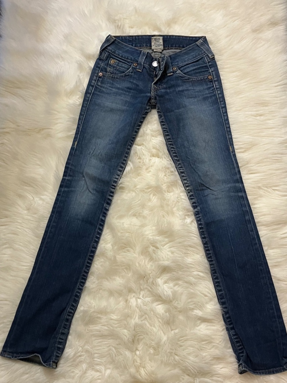 True Religion Joey Bootcut Flare Jeans Medium Wash Low Rise Size 24